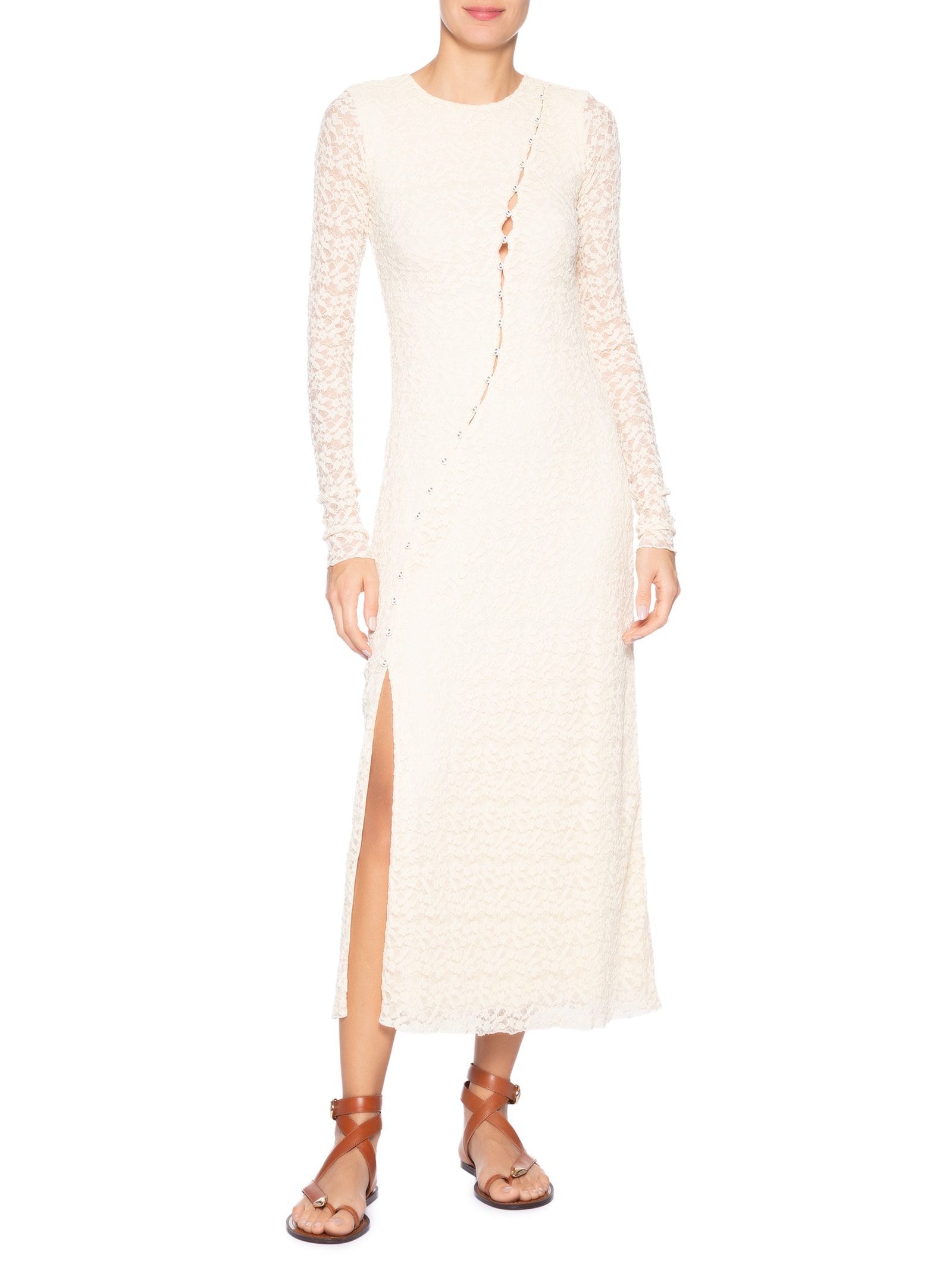 Vestido Túnica Botões Renda Off White Farm