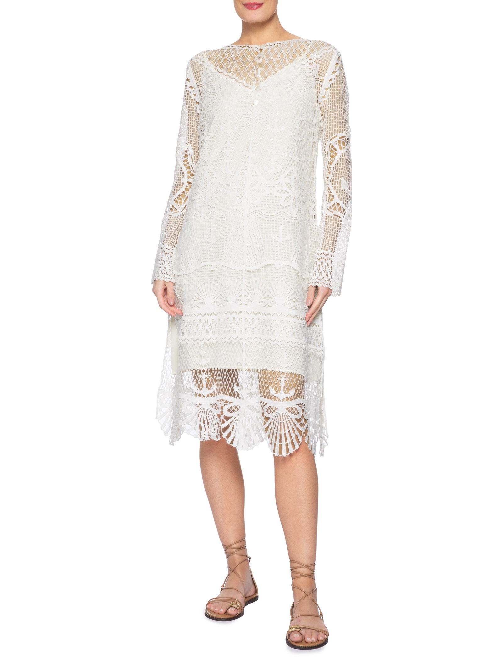 Vestido Túnica Guipure Branco Farm