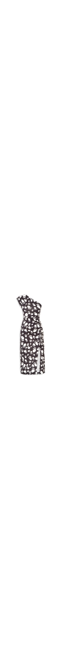 Vestido Um Ombro Franzido - Preto