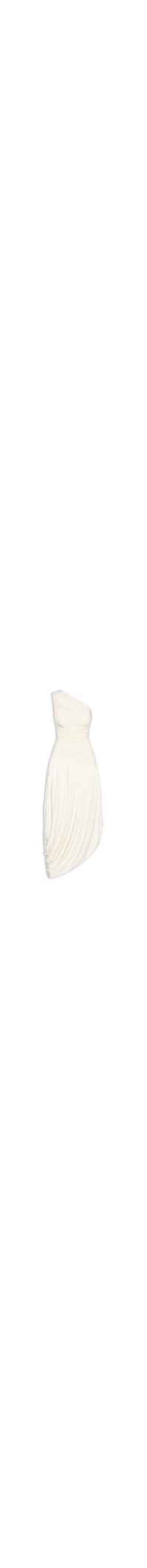 Vestido Um Ombro Só Com Drapeados Em Malha Jersey - Off White