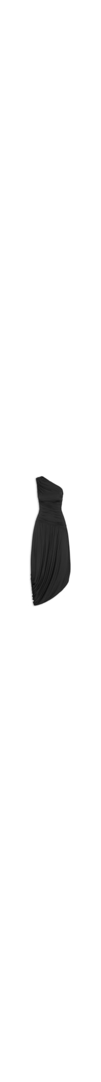 Vestido Um Ombro Só Com Drapeados Em Malha Jersey - Preto