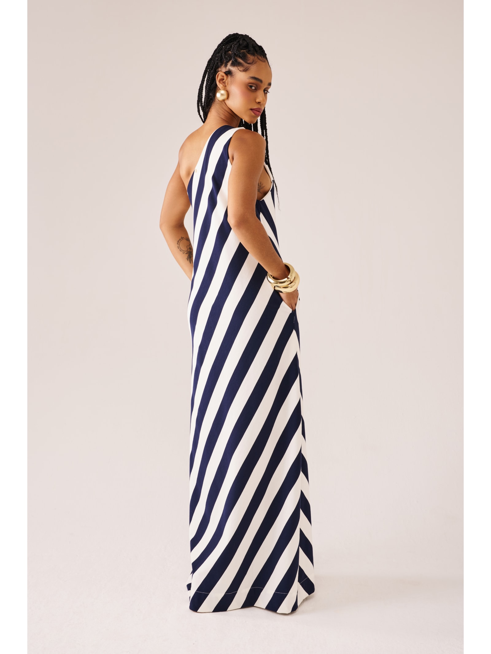 Vestido Um Ombro Só Marinière Suntime