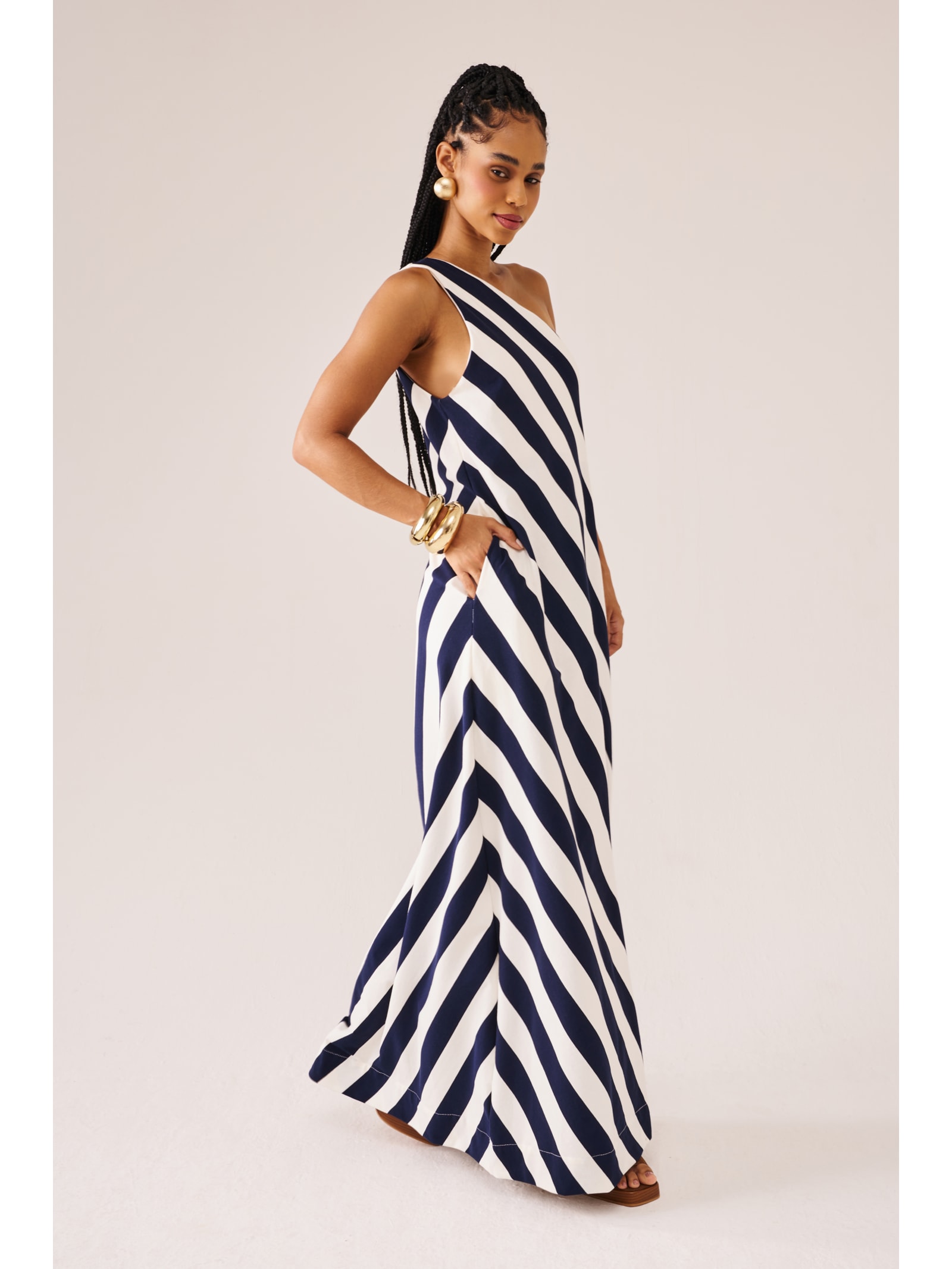 Vestido Um Ombro Só Marinière Suntime