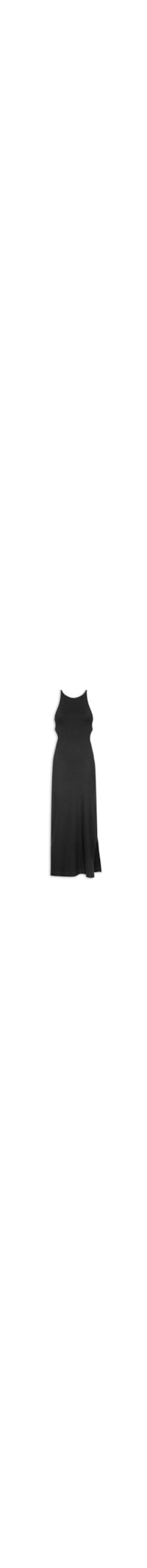Vestido Vazado Cintura Ribana - Preto