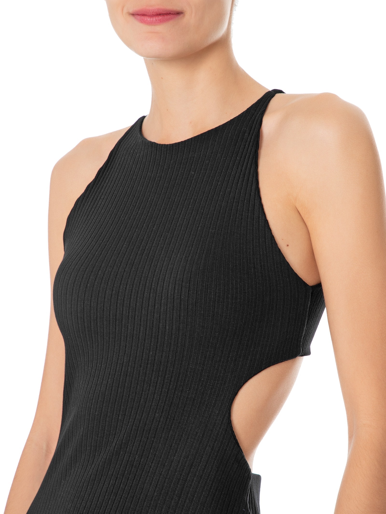 Vestido Vazado Cintura Ribana Preto Farm