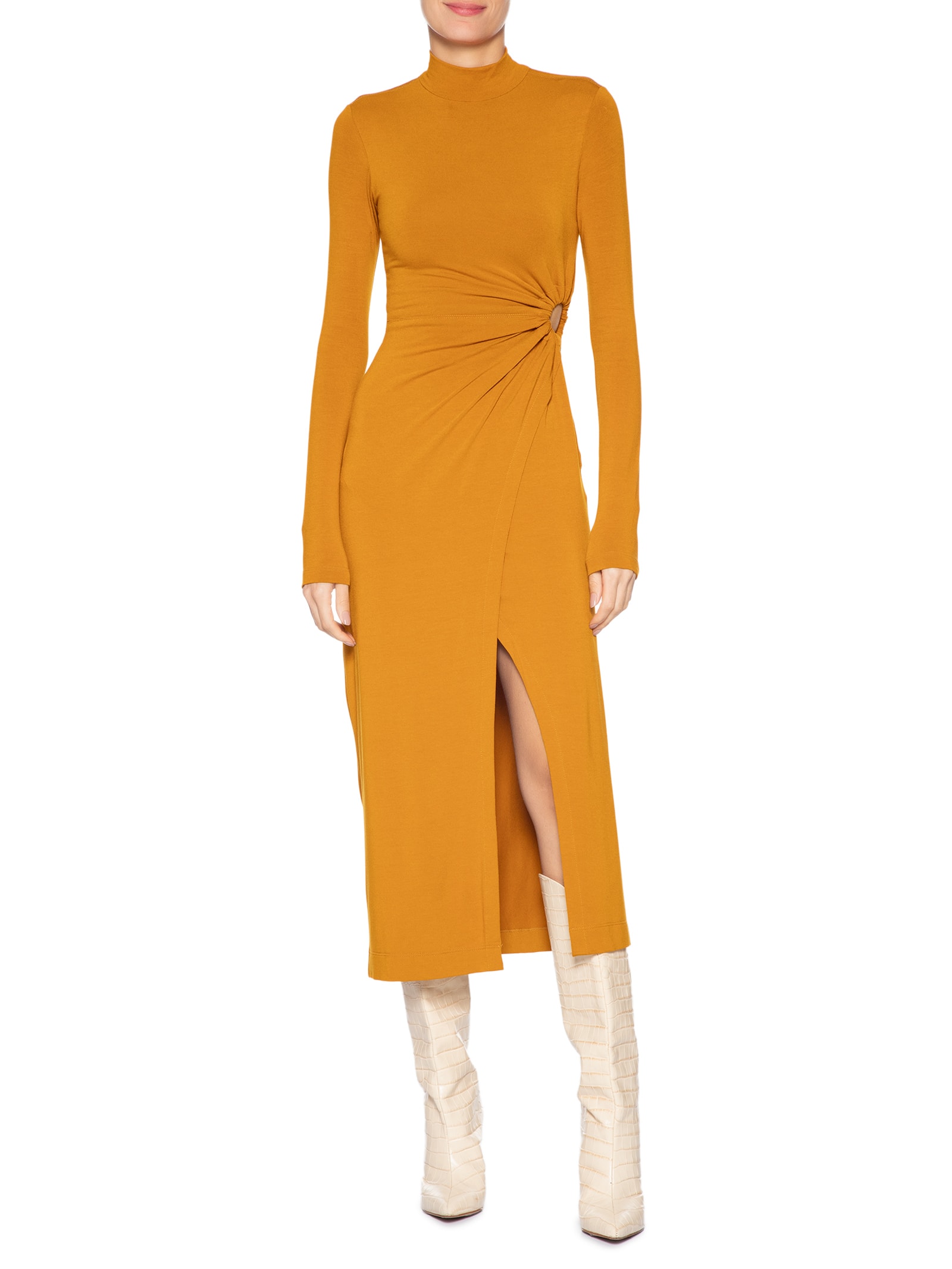 Vestido Vazado Na Cintura Neat Laranja Animale