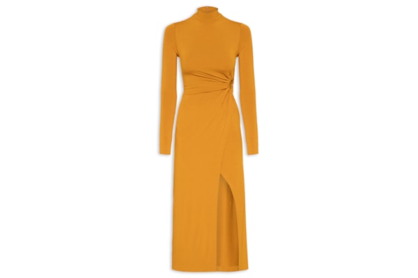 Vestido Vazado Na Cintura Neat - Laranja