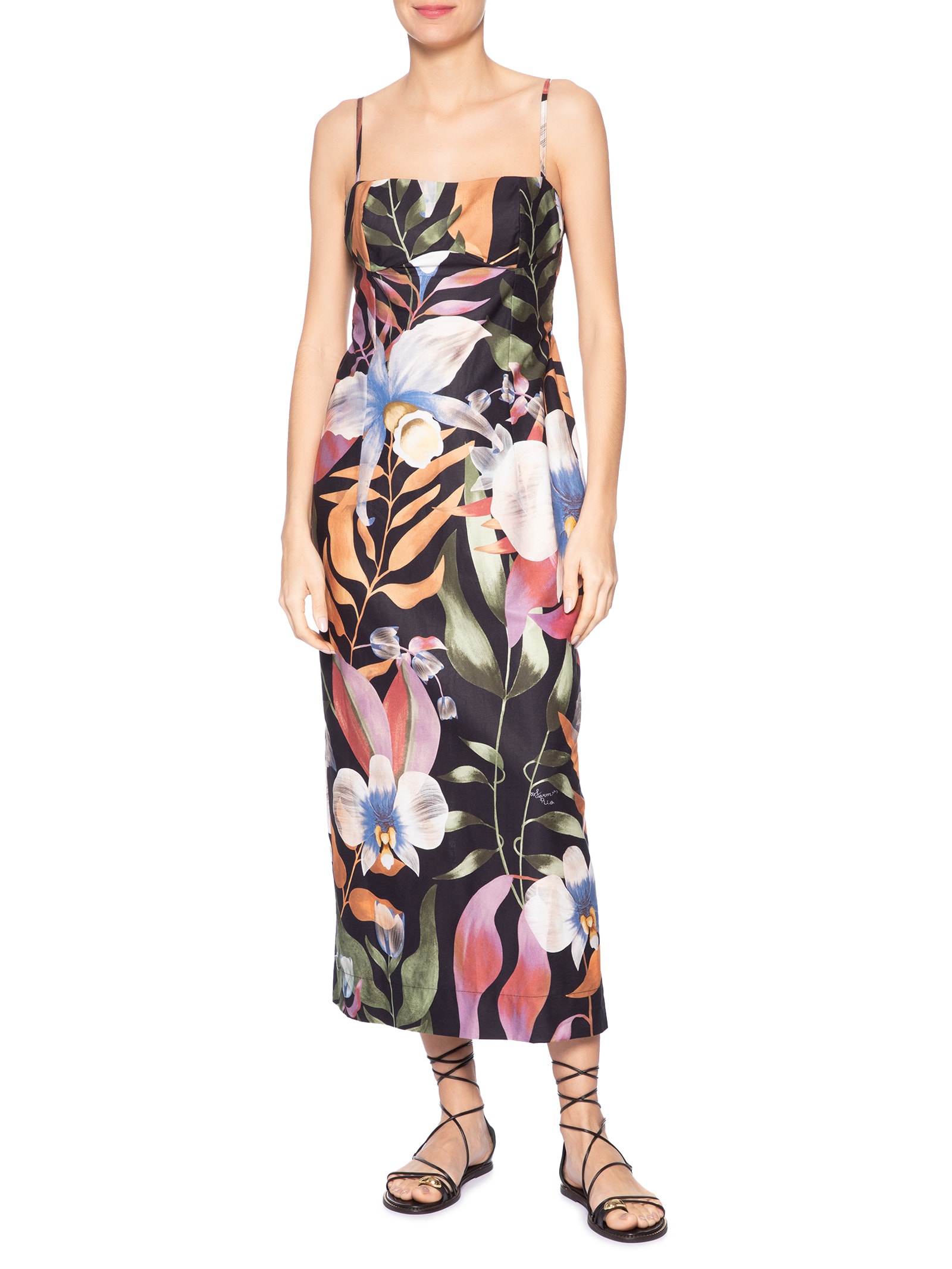 Vestido Vento De Flor Preto Farm