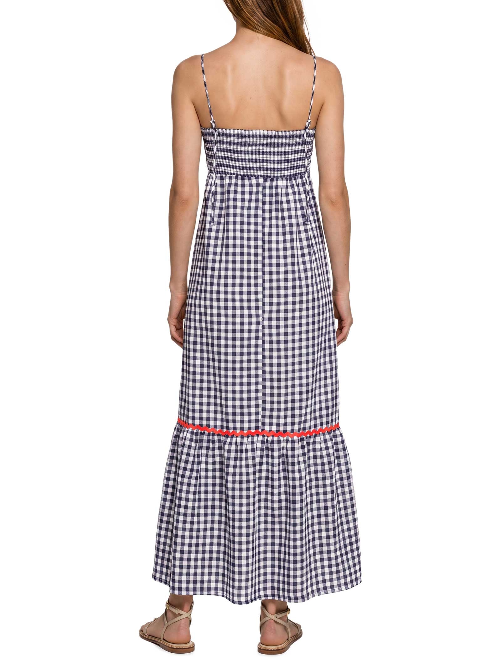 Vestido Vichy Bordado Azul Cantão