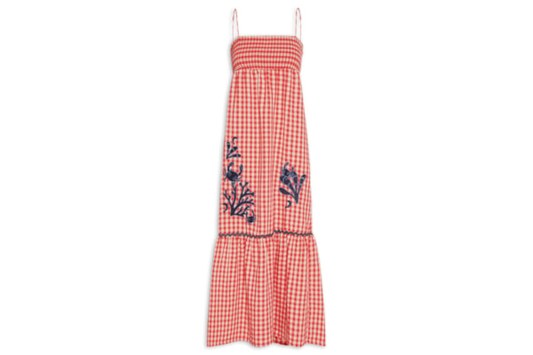 Vestido Vichy Bordado – Vermelho