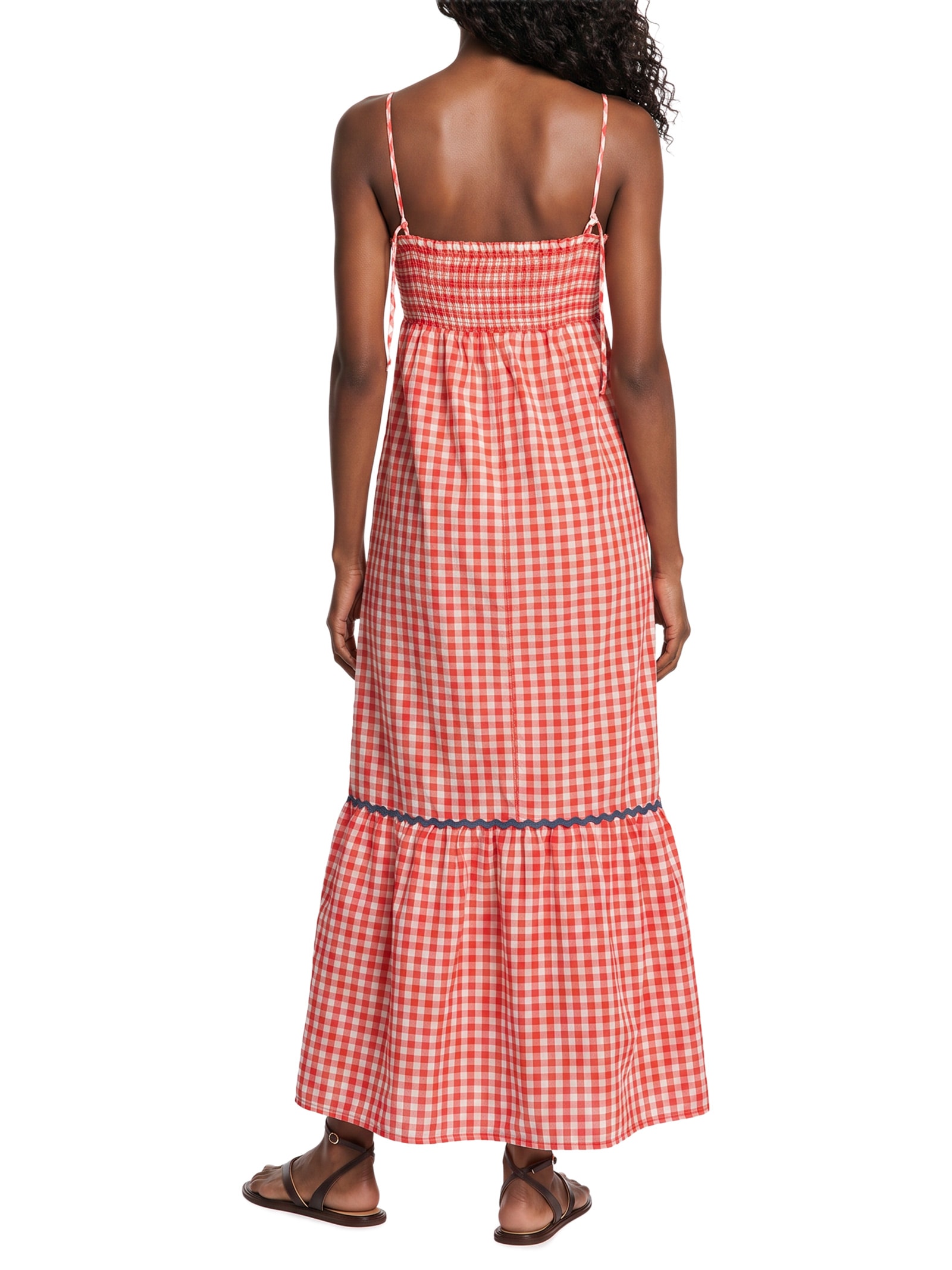 Vestido Vichy Bordado – Vermelho Cantão