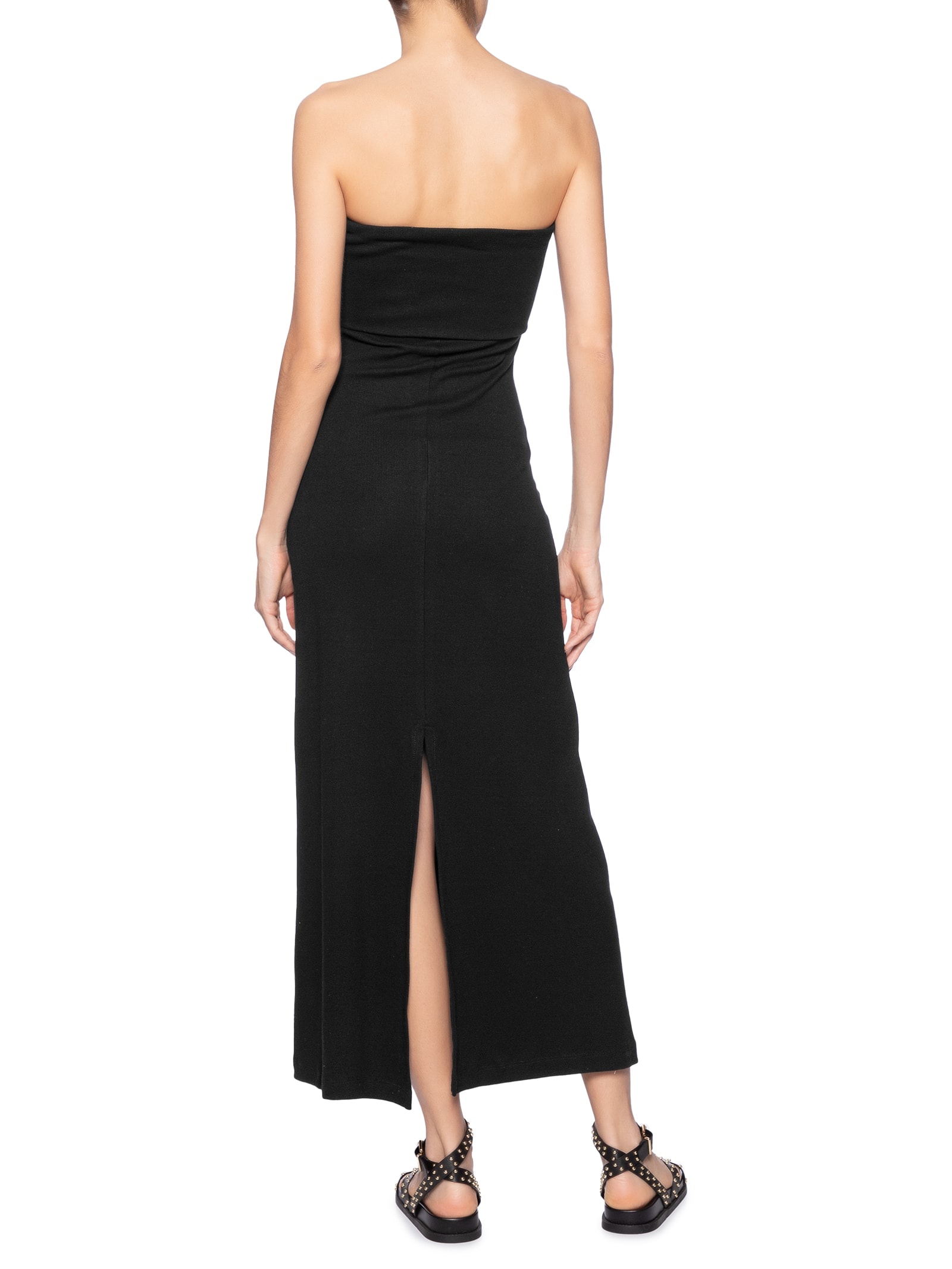 Vestido Vira Midi Sem Alça Preto Farm