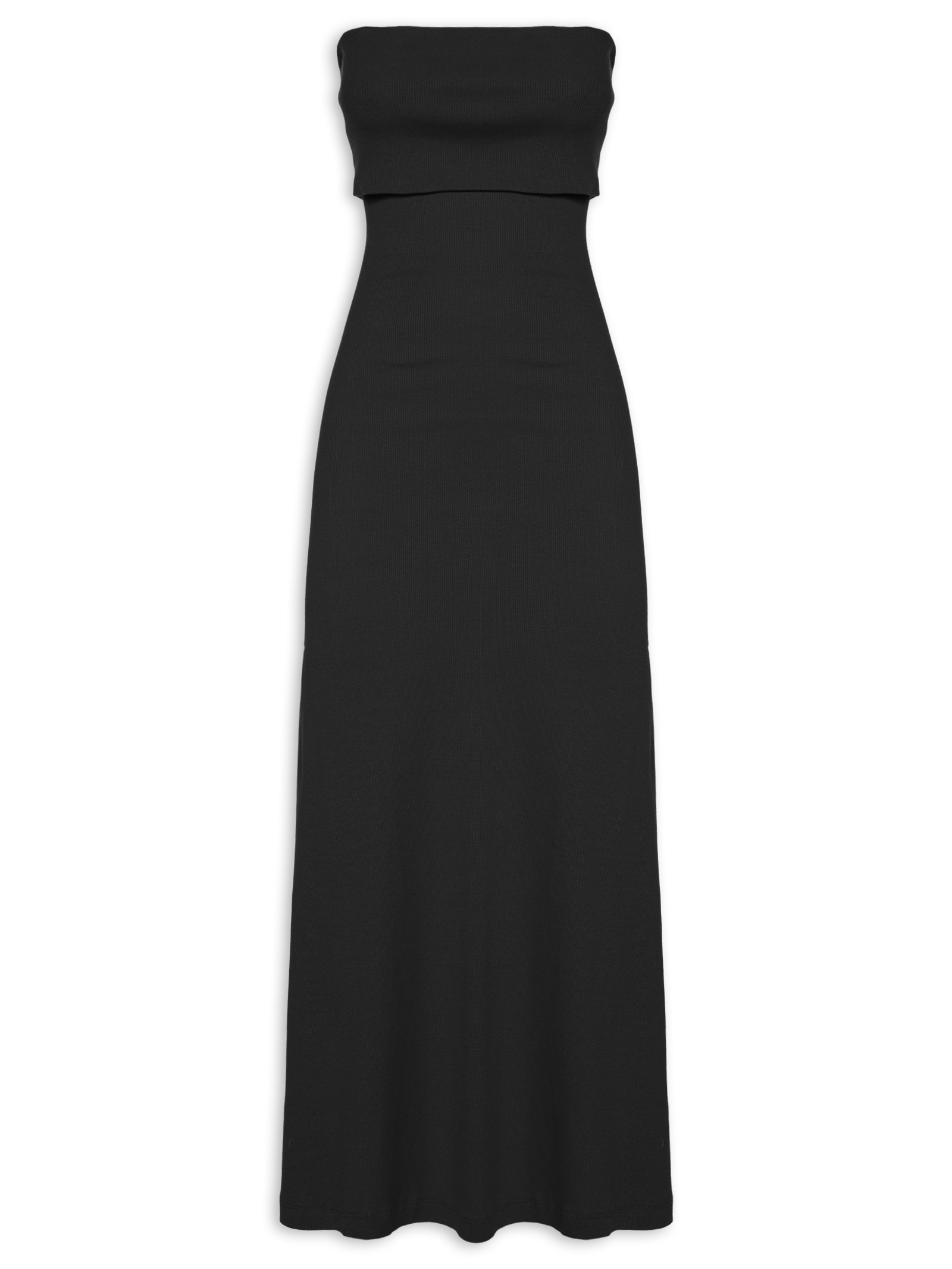 Vestido Vira Midi Sem Alça Preto Farm