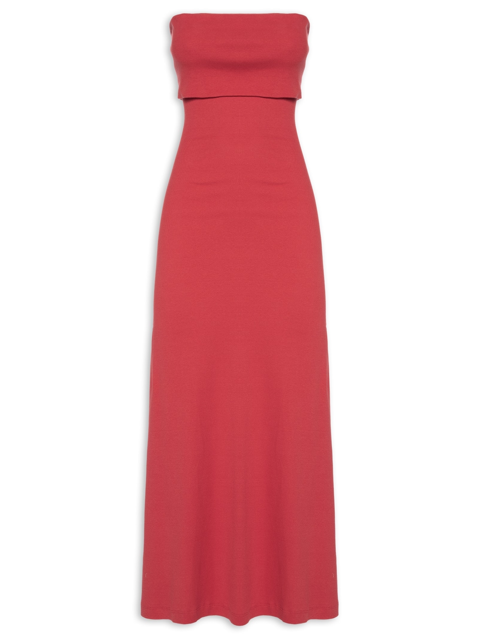 Vestido Vira Midi Sem Alça Vermelho Farm