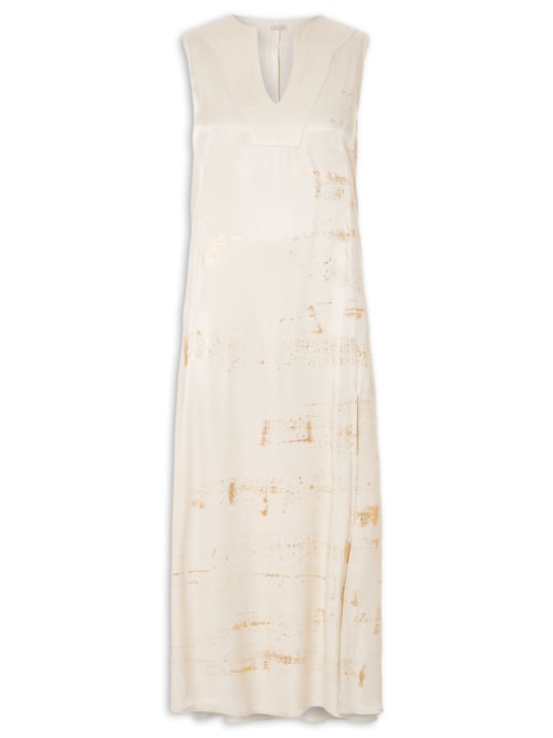 Vestido Viscose Acetinada Glow Foil – Off White