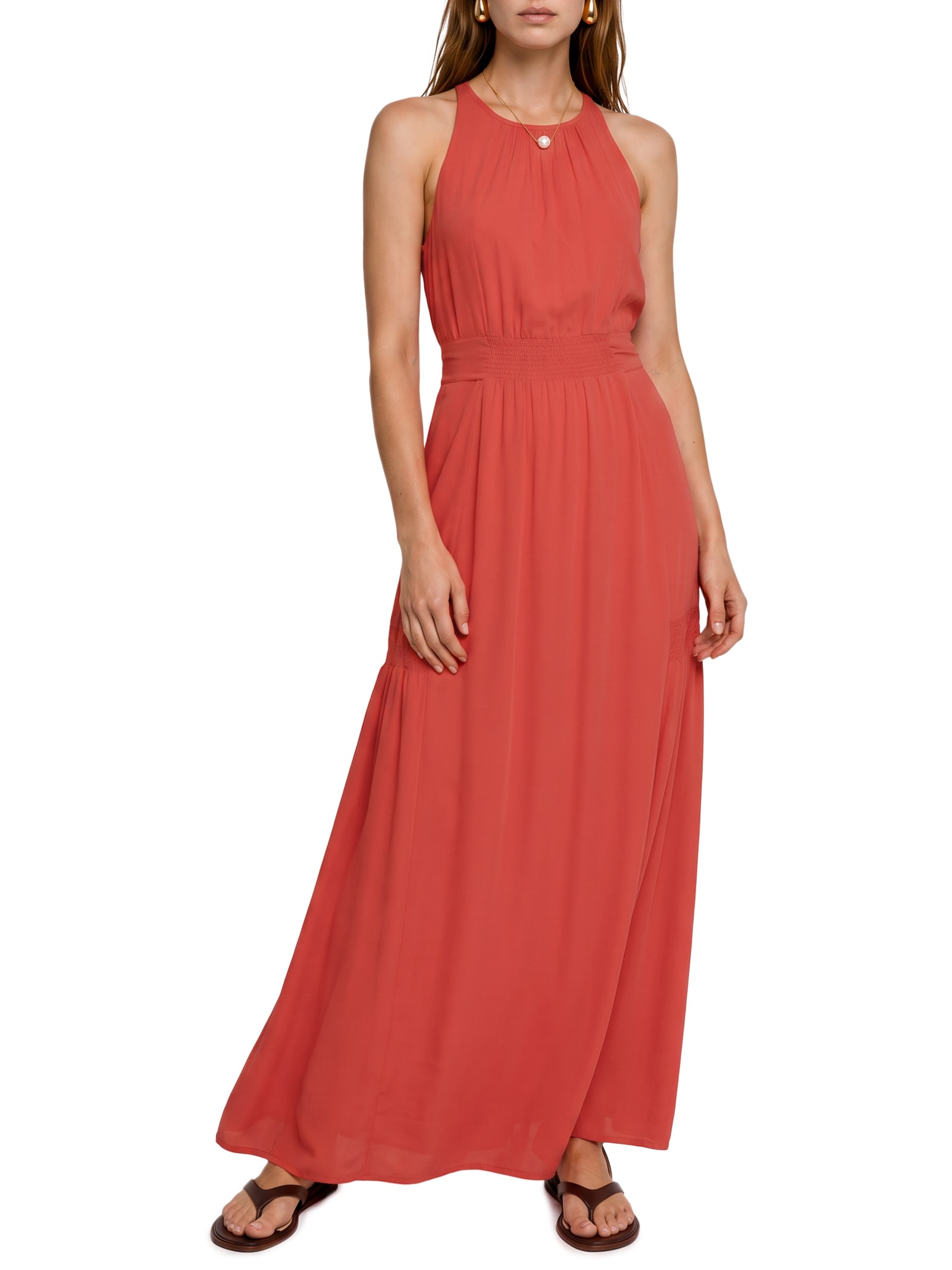 Vestido Viscose Leve Vermelho Cantão