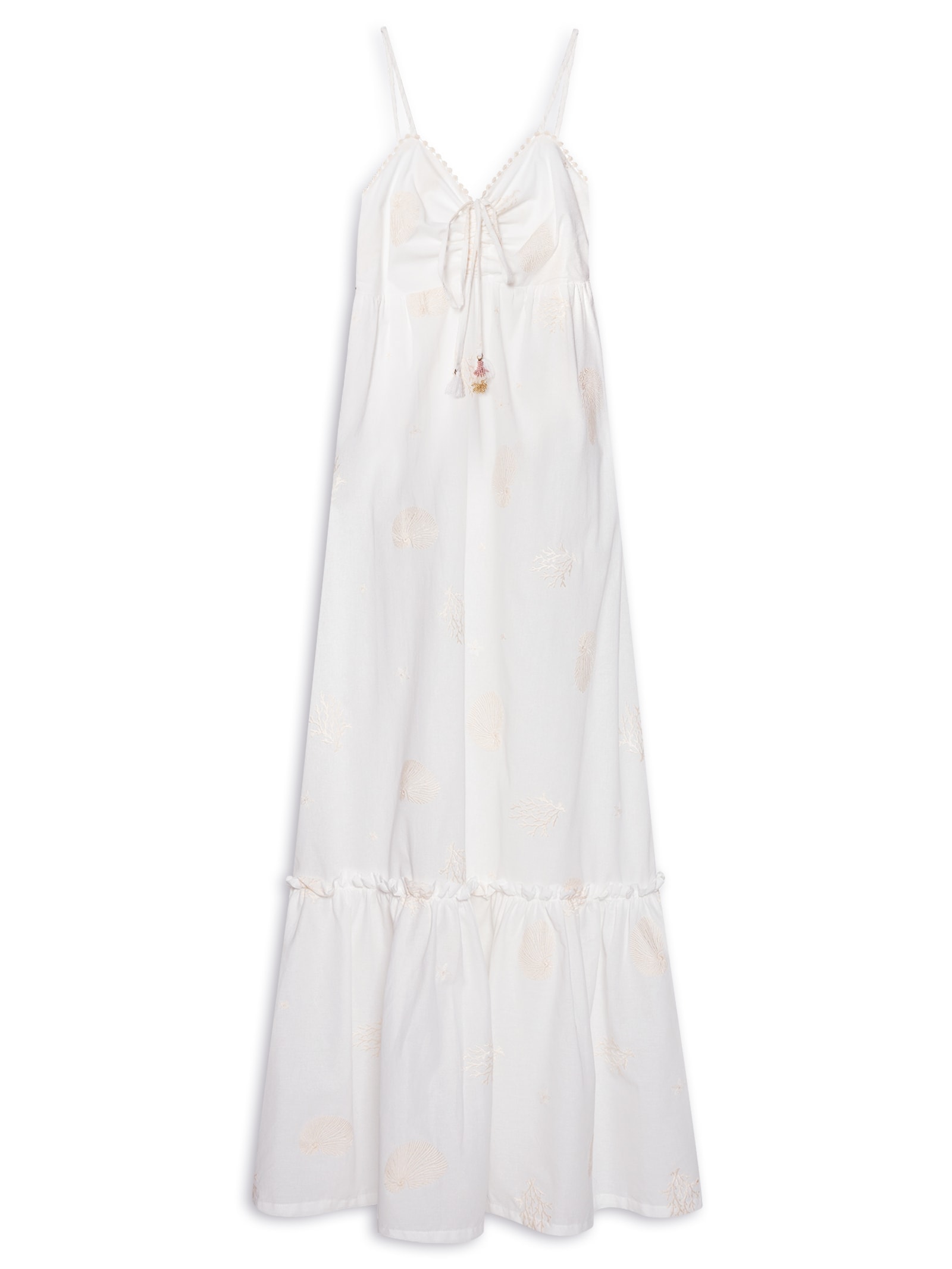 Vestido Voil Alg Bordado Beira Mar Branco  Cantão