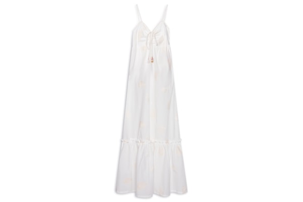 Vestido Voil Alg Bordado Beira Mar - Branco 