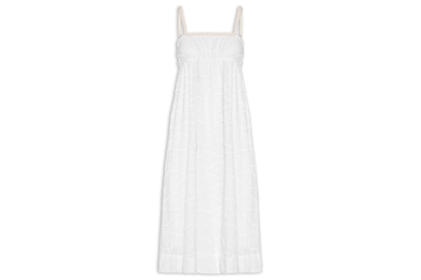 Vestido Voil Bordado Relevo - Branco