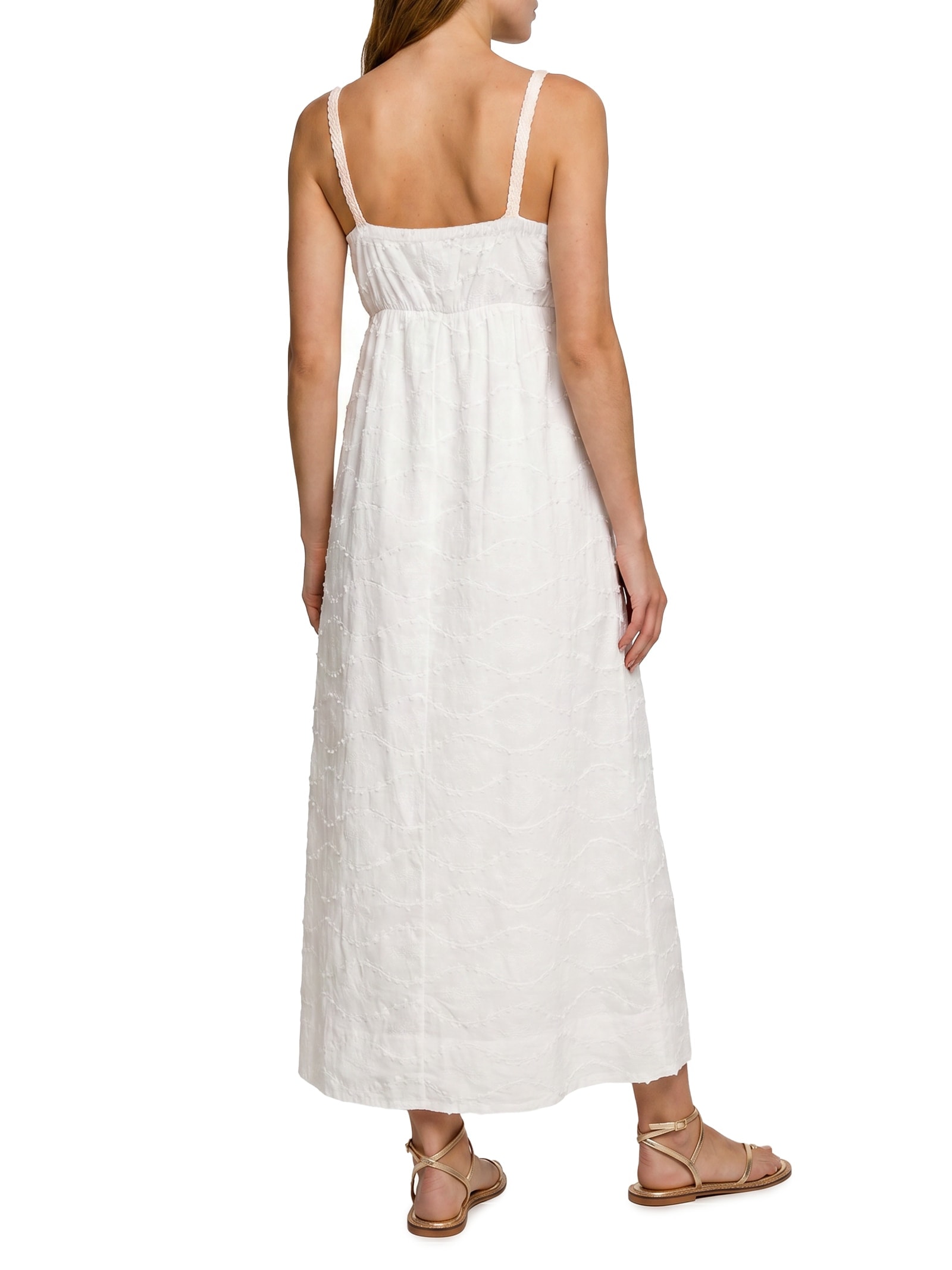 Vestido Voil Bordado Relevo Branco Cantão