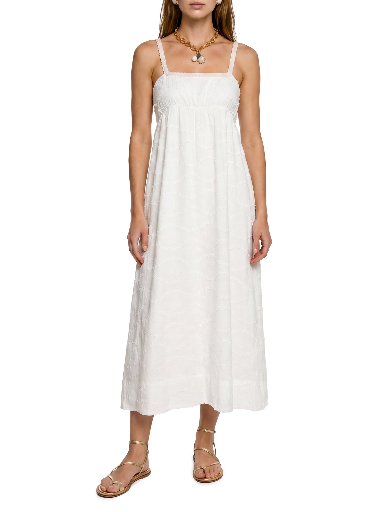 Vestido Voil Bordado Relevo – Branco Cantão