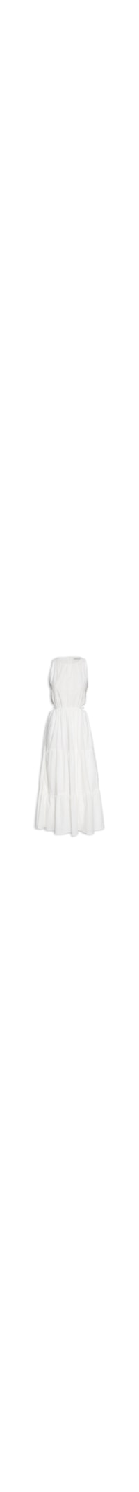 Vestido Voil Maquinetado Abertura Lateral - Off White