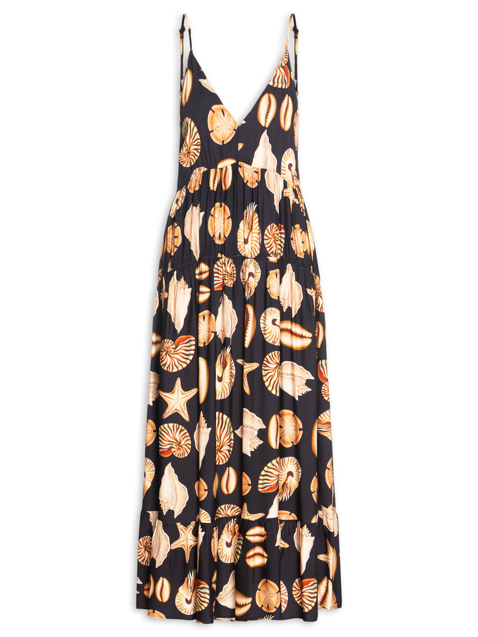 Vestidos Alcinhas Conchas Preto Farm