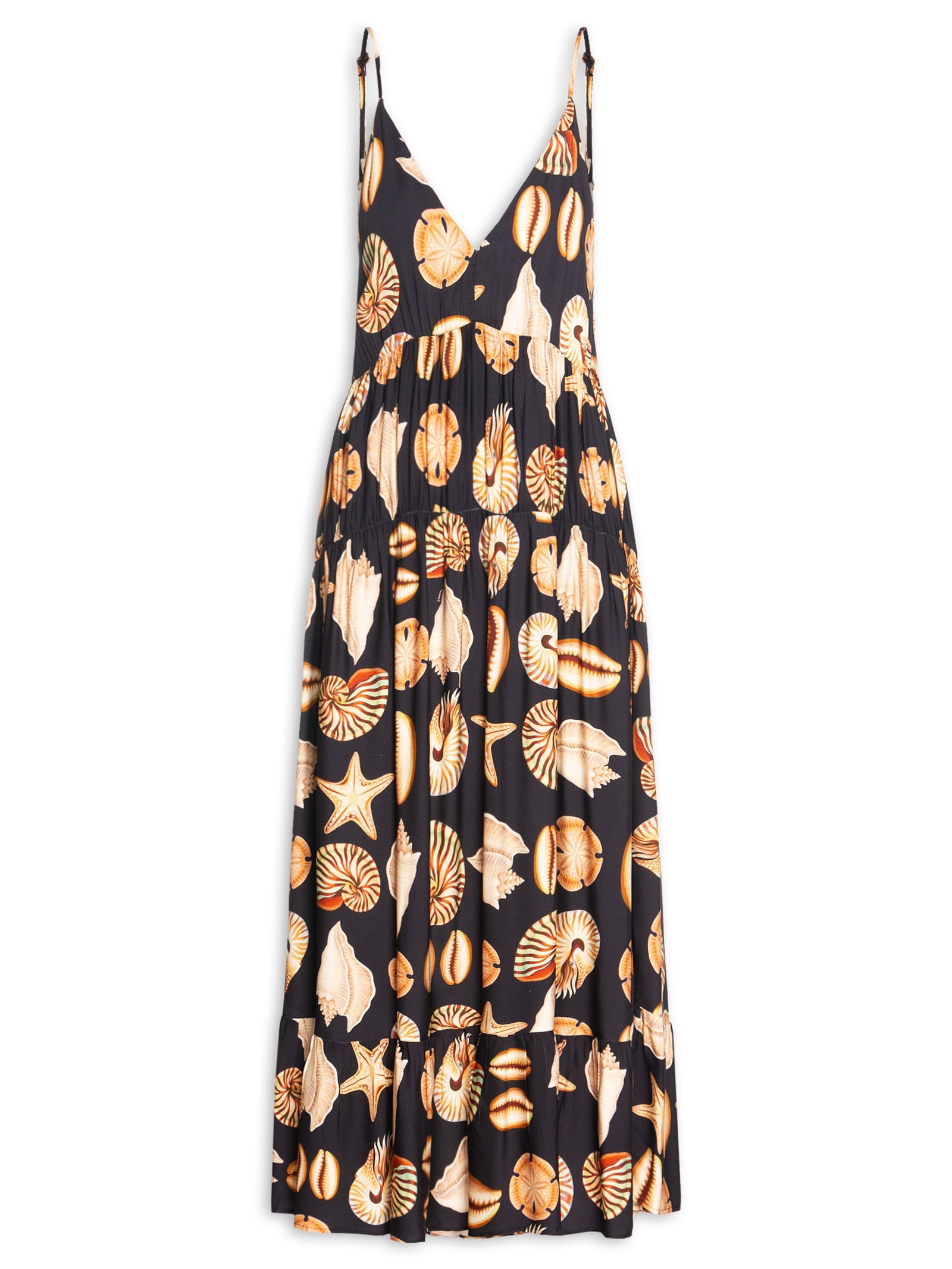 Vestidos Alcinhas Conchas Preto Farm