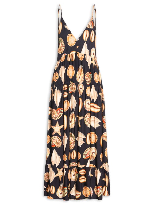 Vestidos Alcinhas Conchas - Preto