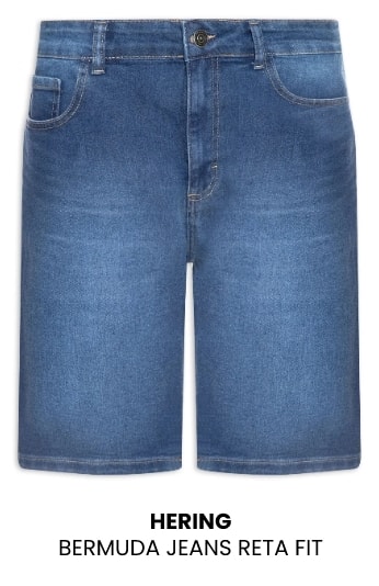 Bermuda Jeans Masculina Hering Reta Fit Azul