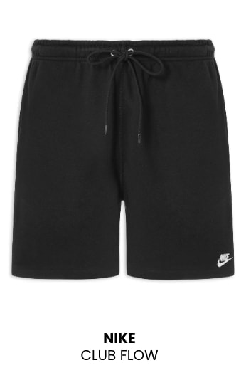 Bermuda masculina preta Nike Club com cordão de ajuste, peça essencial do guarda-roupa masculino.