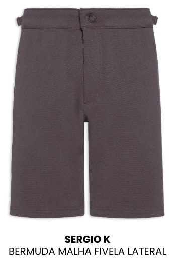 Bermuda Masculina Sergio K Malha Fivela Lateral Chumbo