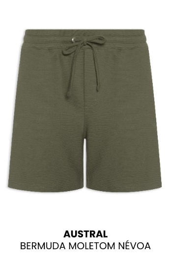 Bermuda de Moletom Masculina Austral Névoa Verde Militar