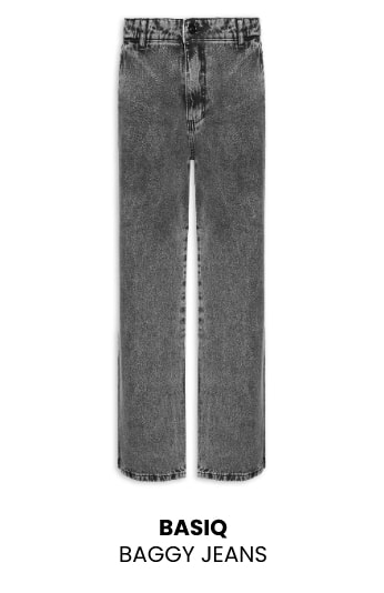 Calça Jeans Masculina Basiq Baggy Cinza Estonada