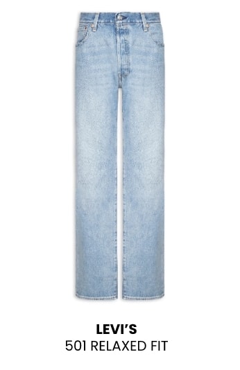 Calça jeans masculina com lavagem clara Levi's 501 Relaxed Fit de corte reto.