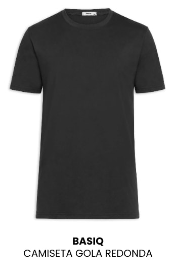 Camiseta Masculina Basiq Gola Redonda Preta