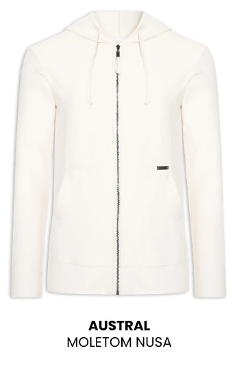 Casaco Moletom Masculino Austral Nusa com Capuz Off-White
